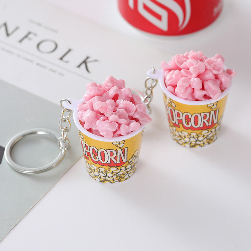 Wholesale Simulation food popcorn bucket keychain